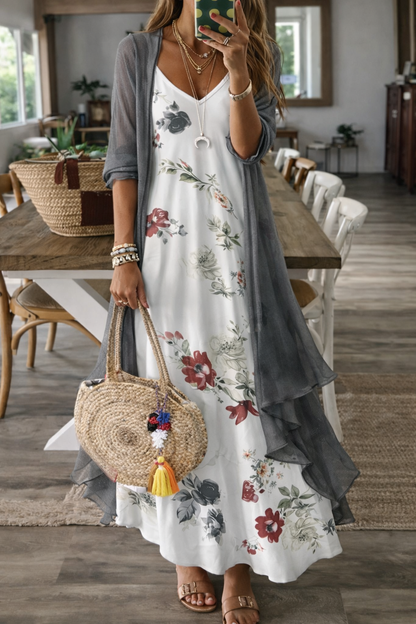 Rochie de vară cu bretele și imprimeu floral Cristina Gore