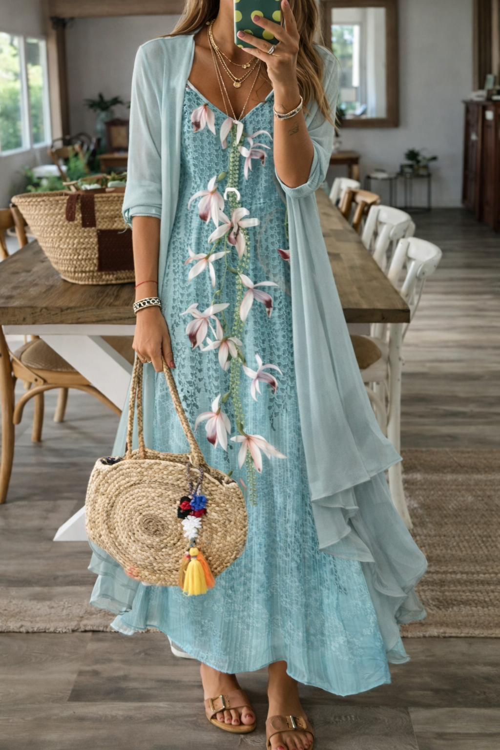 Rochie de vară cu bretele și imprimeu floral Cristina Gore
