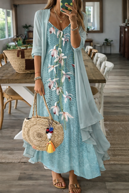 Rochie de vară cu bretele și imprimeu floral Cristina Gore