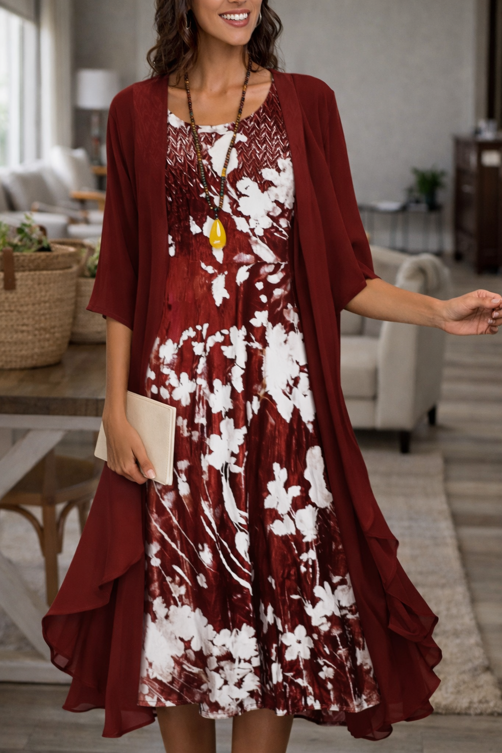Set elegant de rochie din șifon, format din două piese, de Cristina Gore