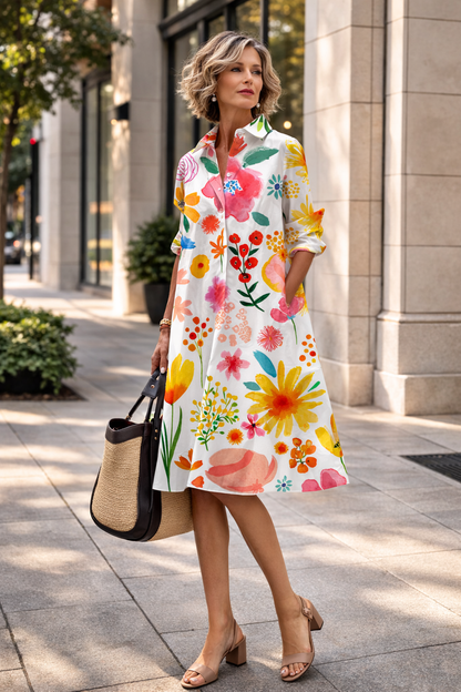 Rochie-cămașă vibrantă de vară de Cristina Gore