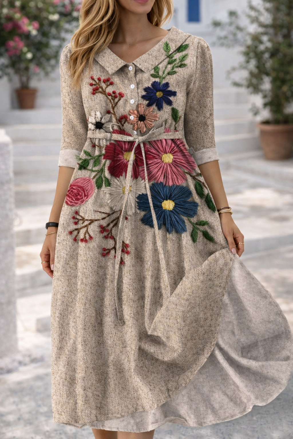 Rochie elegantă de vară cu imprimeu floral Cristina Gore