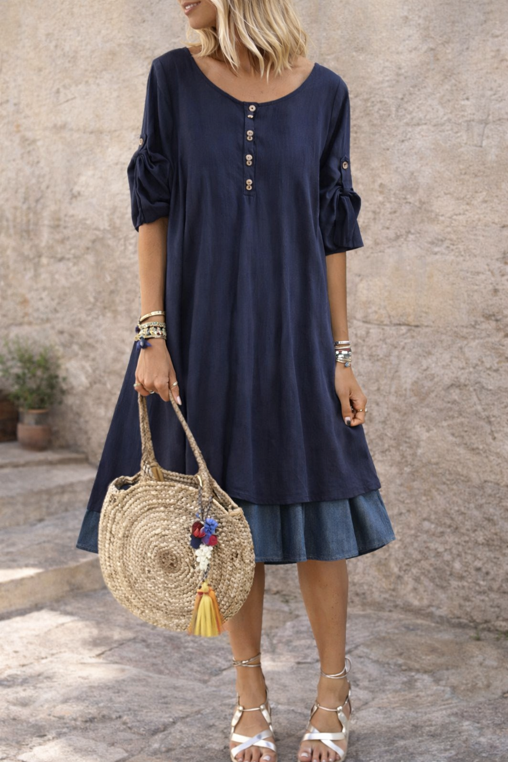 Rochie retro de vară cu imprimeu leagăn Cristina Gore, mărime mare