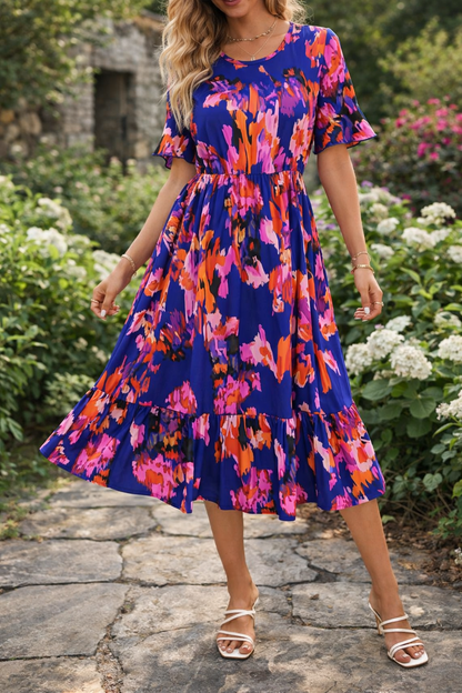 Rochie de vară midi cu imprimeu floral Cristina Gore