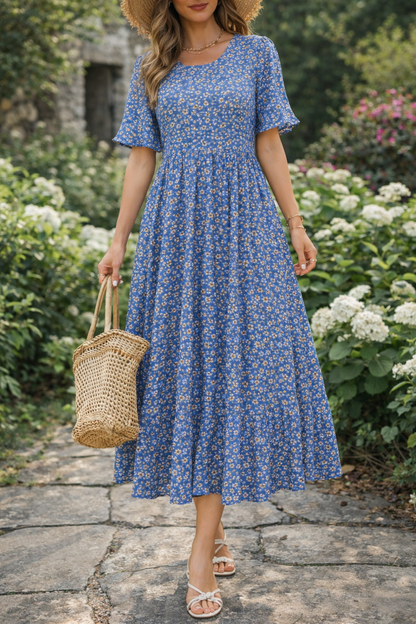 Rochie de vară midi cu imprimeu floral Cristina Gore