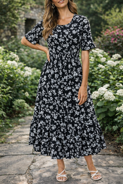 Rochie de vară midi cu imprimeu floral Cristina Gore