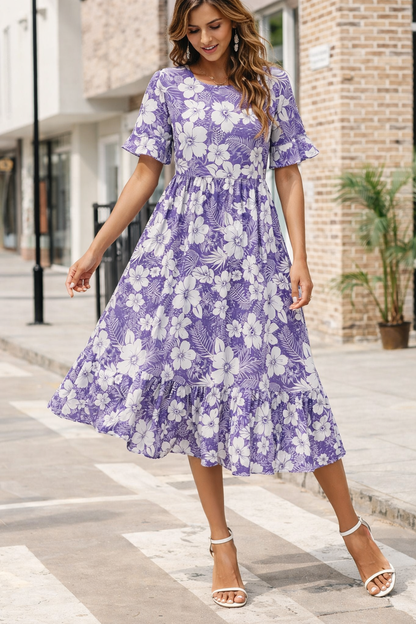 Rochie de vară midi cu imprimeu floral Cristina Gore