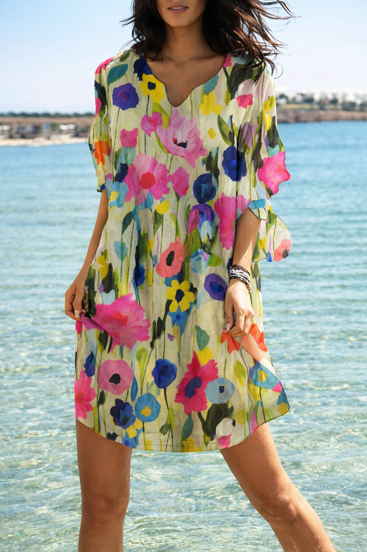 Rochie de vacanță de vară Cristina Gore cu imprimeu floral proaspăt