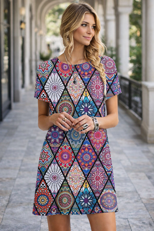 Rochie ultra-scurtă cu imprimeu vibrant de Cristina Gore