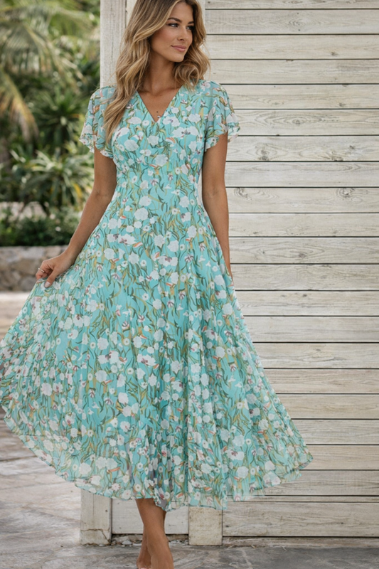 Rochie florală cu buzunare laterale de Cristina Gore