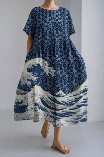 Rochie midi de vară Cristina Gore cu imprimeu floral artistic