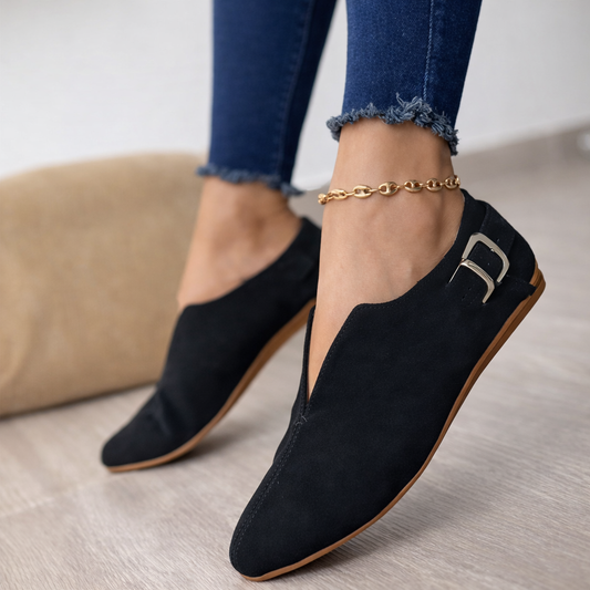 Ghete Cristina din piele întoarsă cu vârf ascuțit - Stil plat și elegant