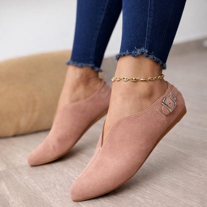 Ghete Cristina din piele întoarsă cu vârf ascuțit - Stil plat și elegant