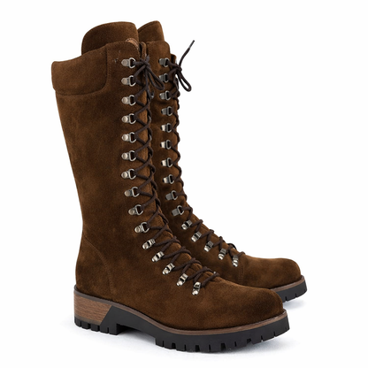 Cizme până la genunchi cu șireturi Cristina - Confort pentru mărimi mari