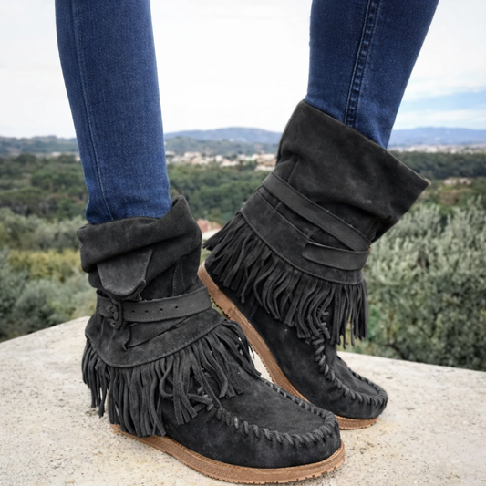 Ghete Cristina din bumbac mărime mare - Stil național cu franjuri