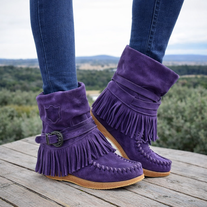 Ghete Cristina din bumbac mărime mare - Stil național cu franjuri