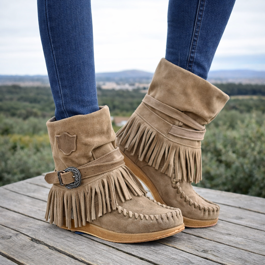 Ghete Cristina din bumbac mărime mare - Stil național cu franjuri