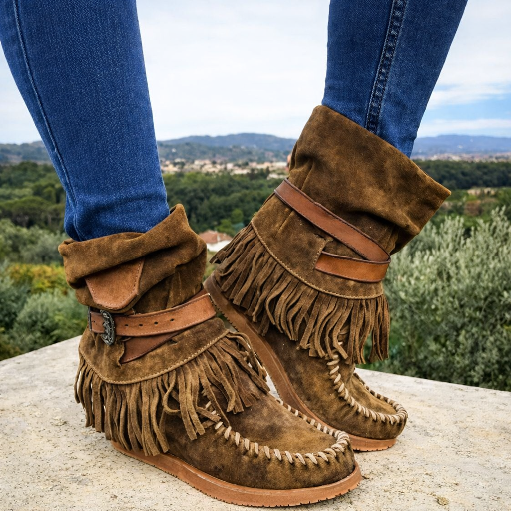 Ghete Cristina din bumbac mărime mare - Stil național cu franjuri