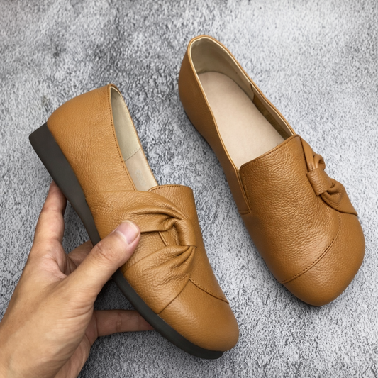 Balerini din piele Cristina - Pantofi confortabili, antiderapanți, cu vârf rotund