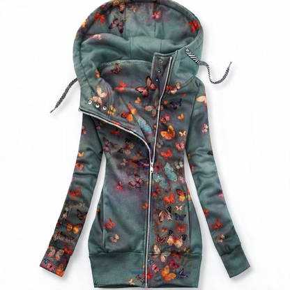 Hanorac slim cu fermoar Cristina – Inspirat de imprimeurile artistice