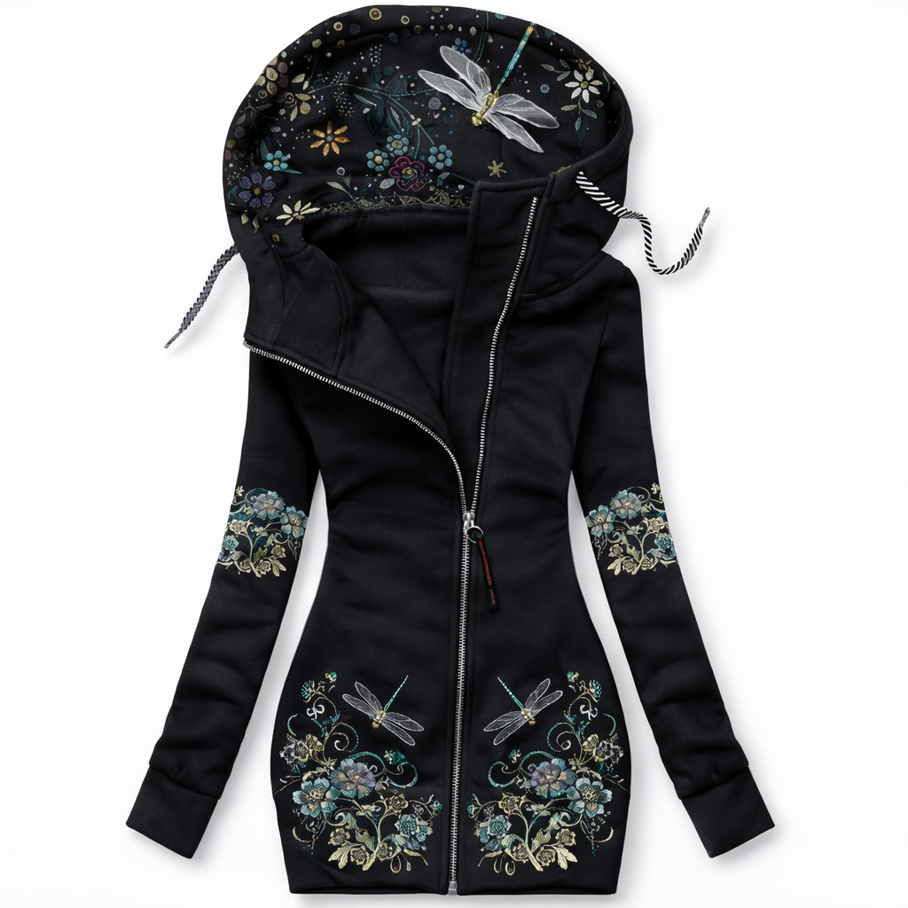 Hanorac slim cu fermoar Cristina – Inspirat de imprimeurile artistice