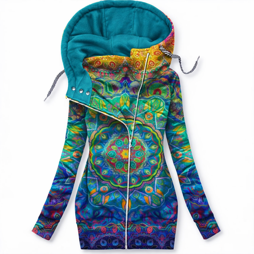 Hanorac slim cu fermoar Cristina – Inspirat de imprimeurile artistice