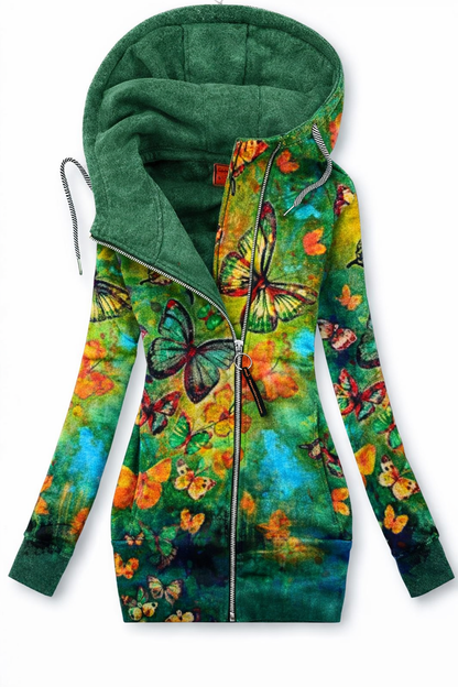 Hanorac slim cu fermoar Cristina – Inspirat de imprimeurile artistice