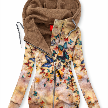 Hanorac slim cu fermoar Cristina – Inspirat de imprimeurile artistice