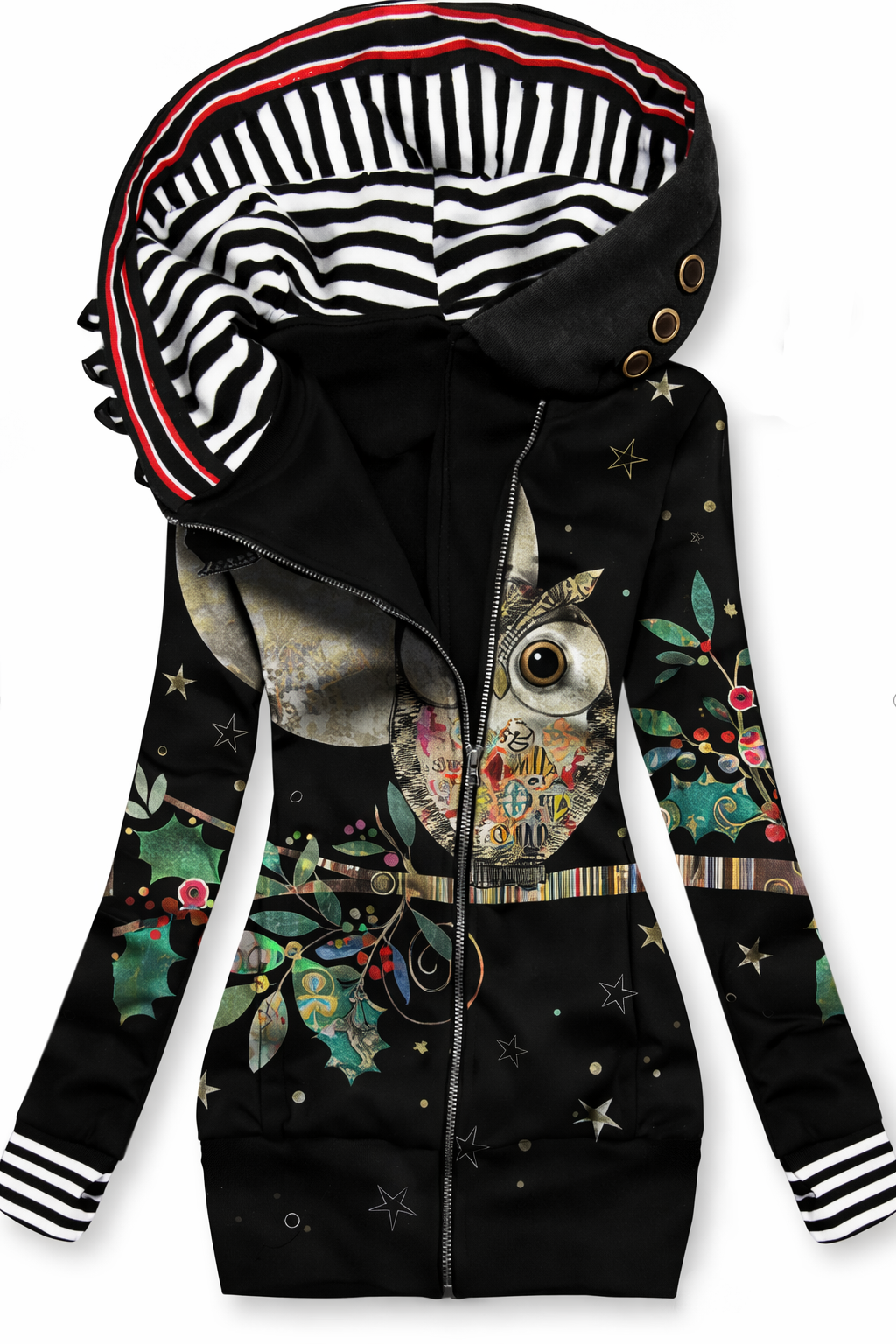 Hanorac slim cu fermoar Cristina – Inspirat de imprimeurile artistice