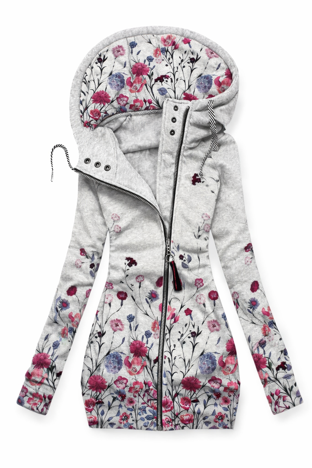 Hanorac slim cu fermoar Cristina – Inspirat de imprimeurile artistice