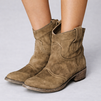 Ghete Cristina Martin din piele întoarsă - Toc bloc confortabil