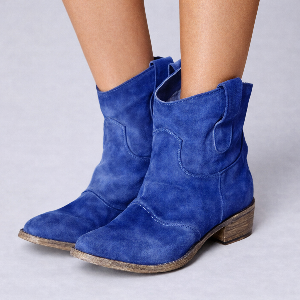 Ghete Cristina Martin din piele întoarsă - Toc bloc confortabil