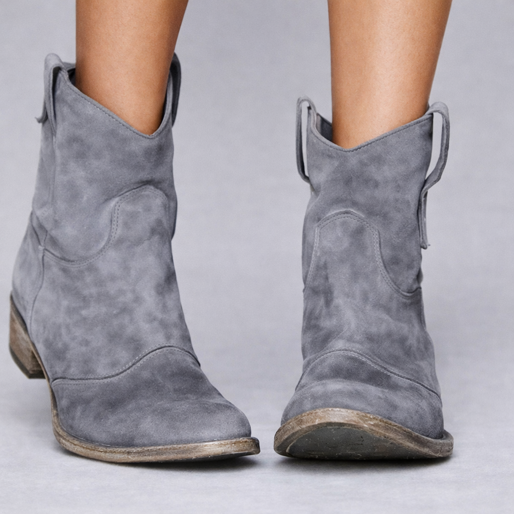 Ghete Cristina Martin din piele întoarsă - Toc bloc confortabil