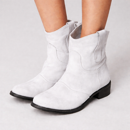 Ghete Cristina Martin din piele întoarsă - Toc bloc confortabil