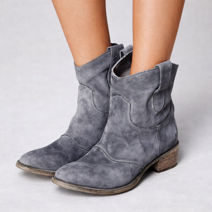 Ghete Cristina Martin din piele întoarsă - Toc bloc confortabil