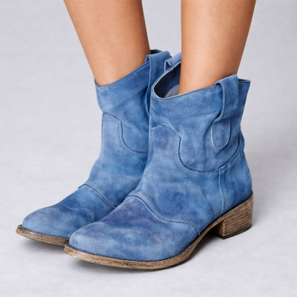 Ghete Cristina Martin din piele întoarsă - Toc bloc confortabil