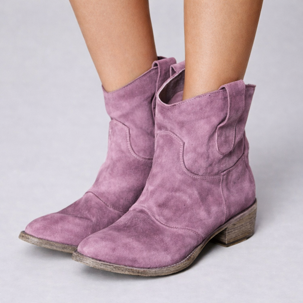 Ghete Cristina Martin din piele întoarsă - Toc bloc confortabil