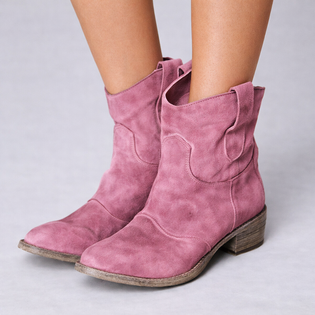 Ghete Cristina Martin din piele întoarsă - Toc bloc confortabil