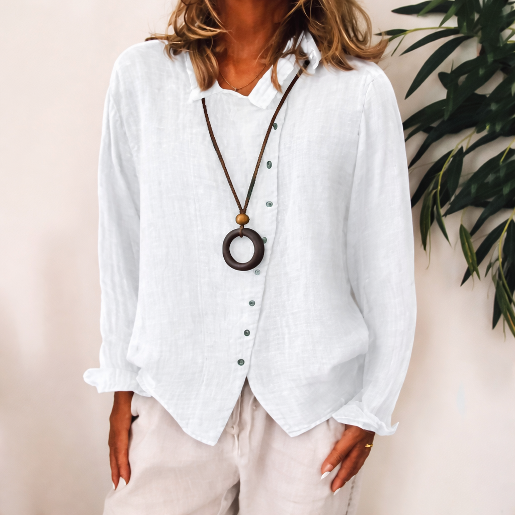 Cămașă Cristina din bumbac și in - Inspirație pură de culoare