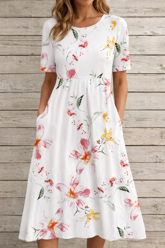 Rochie de vară cu decolteu în V și imprimeu floral Cristina Gore
