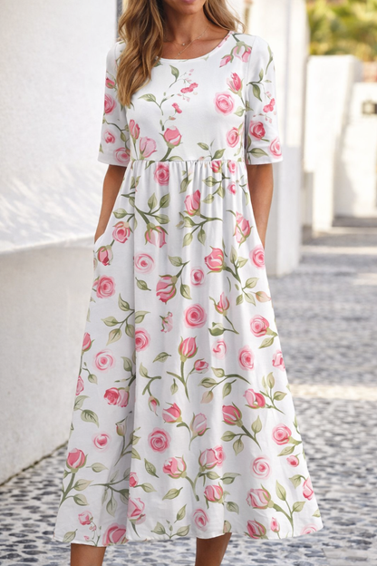 Rochie de vară cu decolteu în V și imprimeu floral Cristina Gore