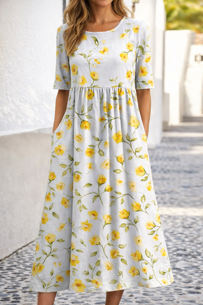 Rochie de vară cu decolteu în V și imprimeu floral Cristina Gore