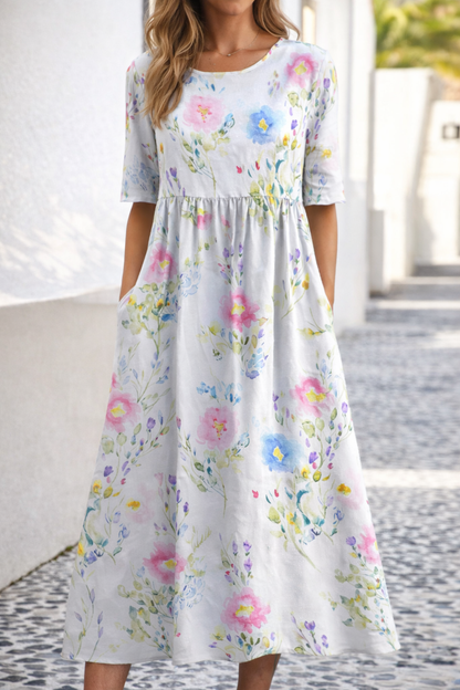 Rochie de vară cu decolteu în V și imprimeu floral Cristina Gore