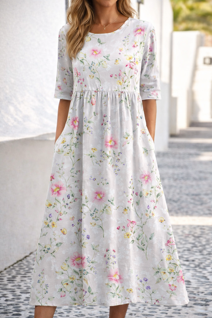 Rochie de vară cu decolteu în V și imprimeu floral Cristina Gore