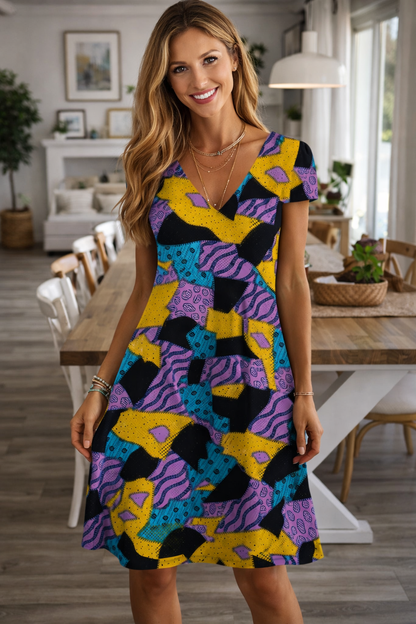Rochie de vară vibrantă cu decolteu în V de Cristina Gore
