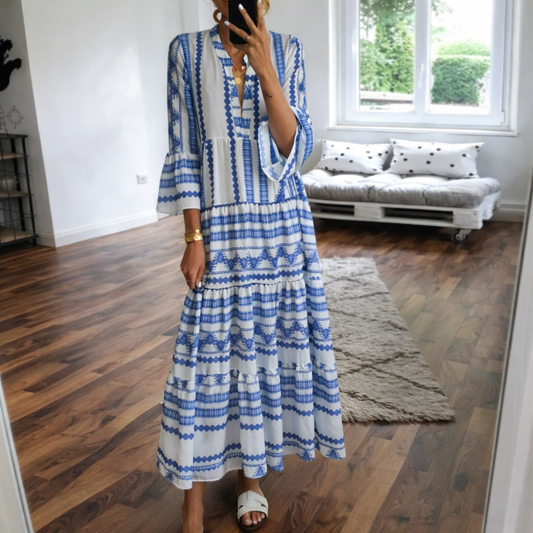 Rochie maxi geometrică boho Cristina Gore