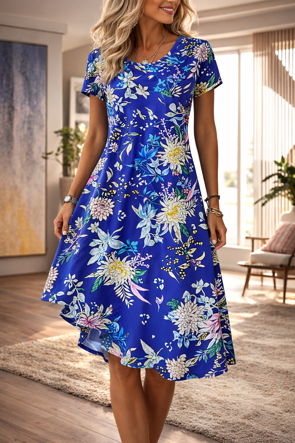 Rochie de vară cu imprimeu floral Cristina Gore, linie A
