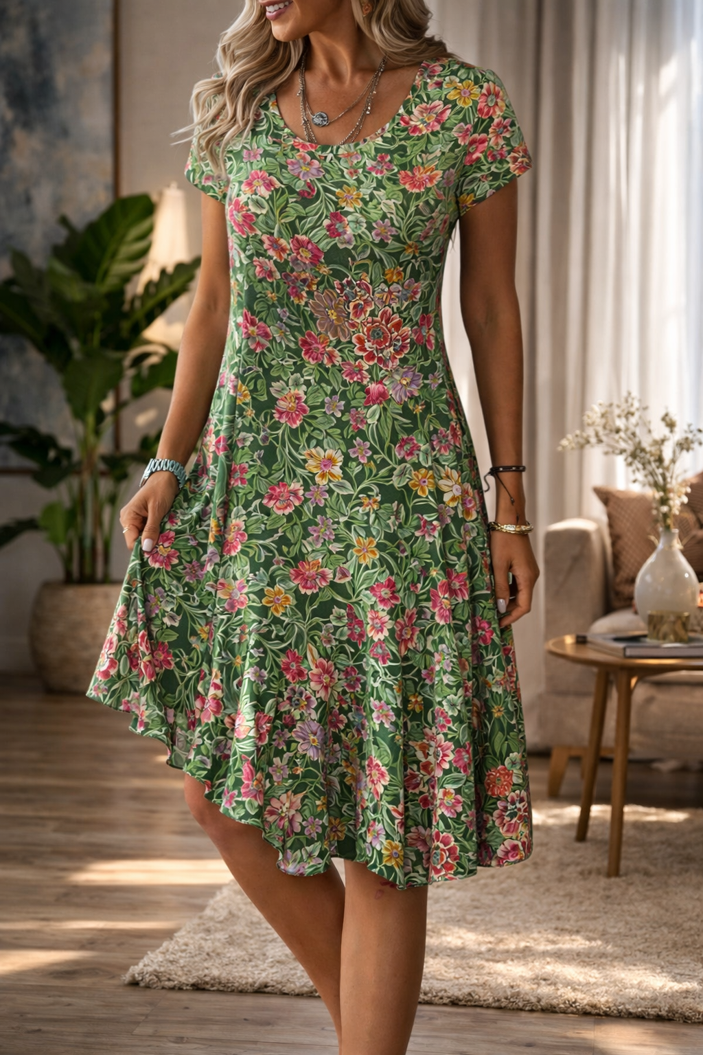 Rochie de vară cu imprimeu floral Cristina Gore, linie A