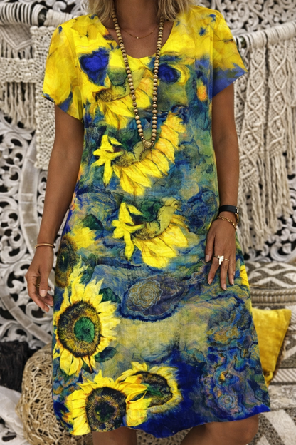 Rochie midi cu decolteu în V și imprimeu floral de Cristina Gore