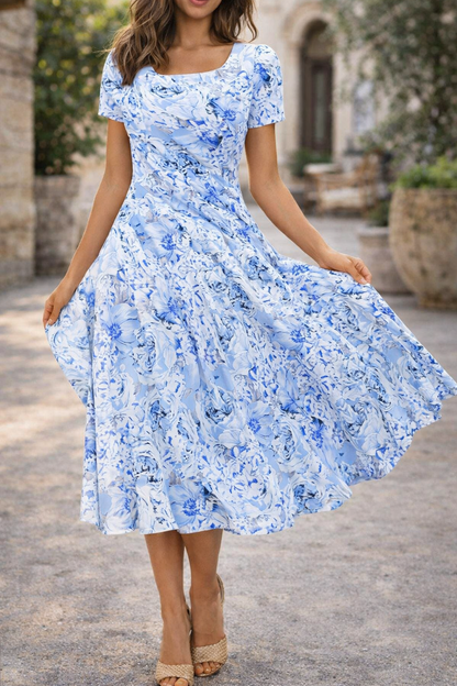 Rochie de vară Cristina Gore cu imprimeu floral și zi de zi
